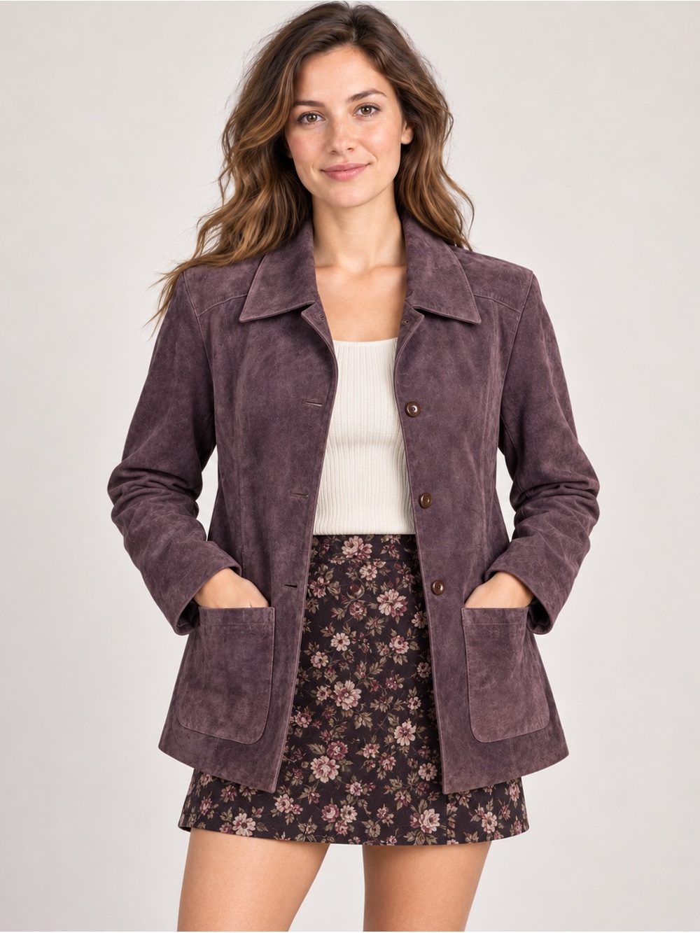 Terry Lewis Genuine Leather Jacket Medium Plum Brown retro Y2K Vintage 90’s